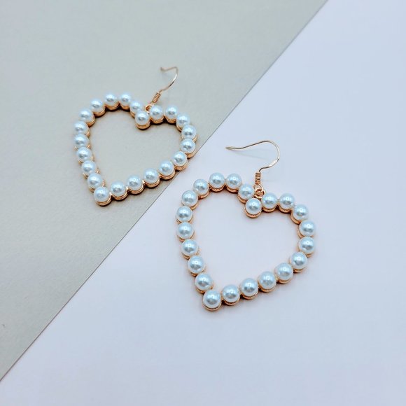Jewelry - 5 for $25 Faux Pearl Decorated Heart Earrings
